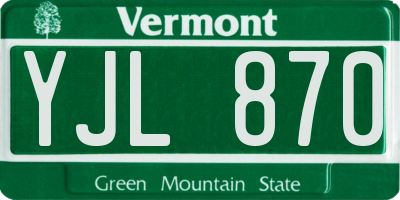 VT license plate YJL870