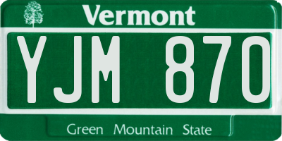 VT license plate YJM870