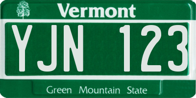 VT license plate YJN123