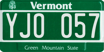 VT license plate YJO057