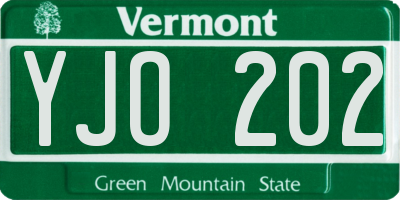 VT license plate YJO202