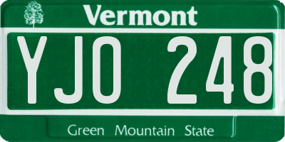 VT license plate YJO248