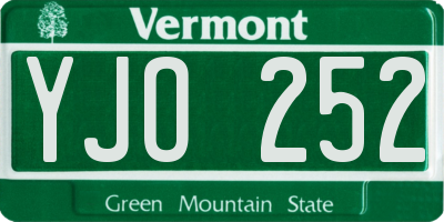 VT license plate YJO252