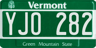VT license plate YJO282