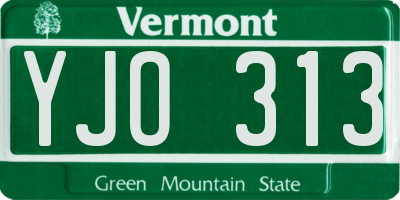 VT license plate YJO313
