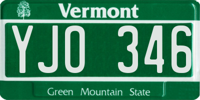VT license plate YJO346