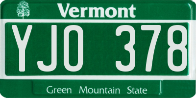 VT license plate YJO378