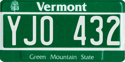 VT license plate YJO432