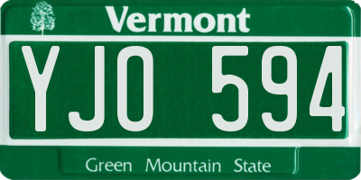 VT license plate YJO594