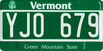 VT license plate YJO679