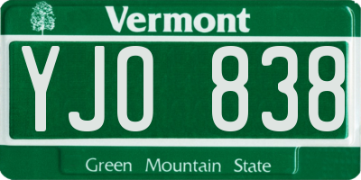 VT license plate YJO838