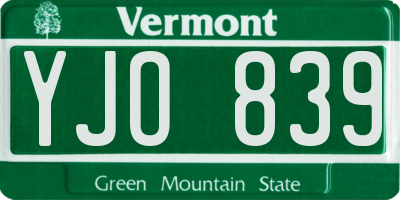 VT license plate YJO839