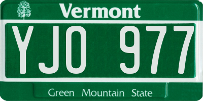 VT license plate YJO977