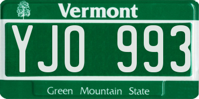 VT license plate YJO993