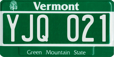 VT license plate YJQ021