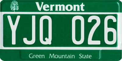 VT license plate YJQ026