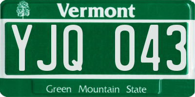 VT license plate YJQ043