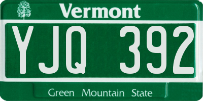 VT license plate YJQ392