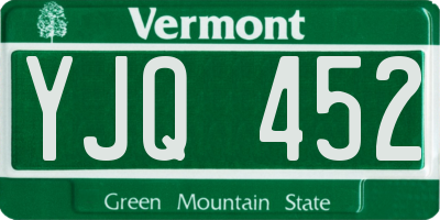VT license plate YJQ452