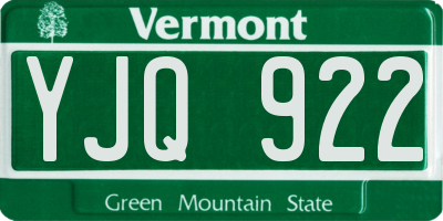 VT license plate YJQ922