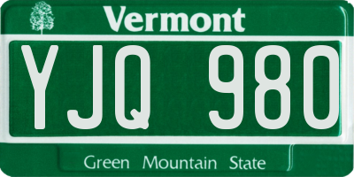 VT license plate YJQ980
