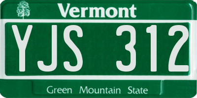 VT license plate YJS312