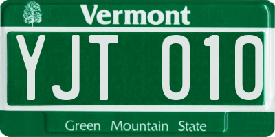 VT license plate YJT010