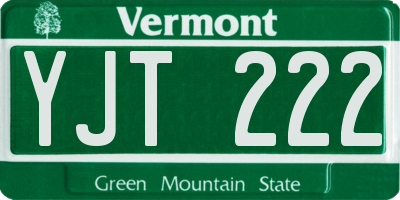 VT license plate YJT222