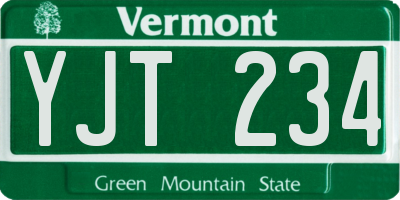 VT license plate YJT234