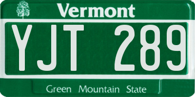 VT license plate YJT289