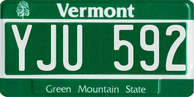 VT license plate YJU592