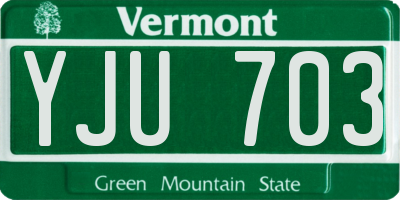 VT license plate YJU703