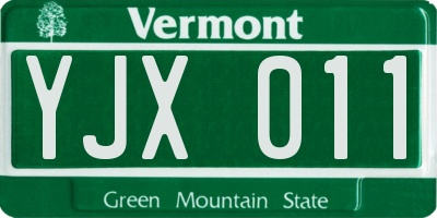 VT license plate YJX011