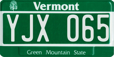 VT license plate YJX065
