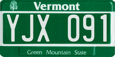 VT license plate YJX091