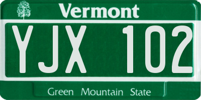 VT license plate YJX102