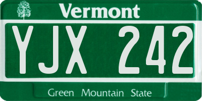 VT license plate YJX242