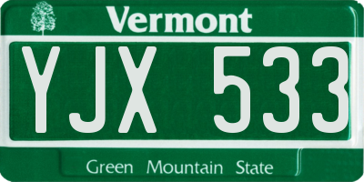 VT license plate YJX533