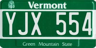 VT license plate YJX554