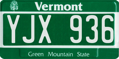VT license plate YJX936