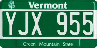 VT license plate YJX955