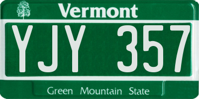 VT license plate YJY357