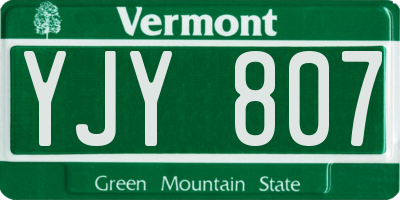 VT license plate YJY807
