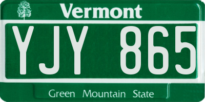VT license plate YJY865