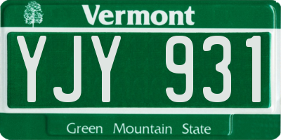 VT license plate YJY931