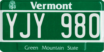 VT license plate YJY980