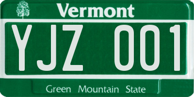 VT license plate YJZ001