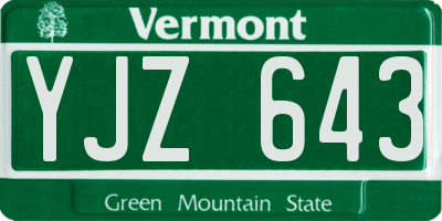VT license plate YJZ643