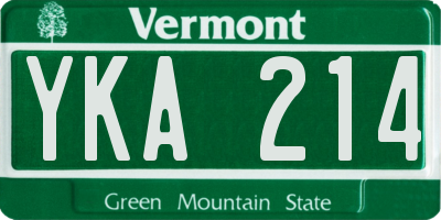 VT license plate YKA214
