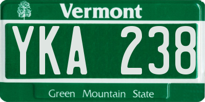 VT license plate YKA238